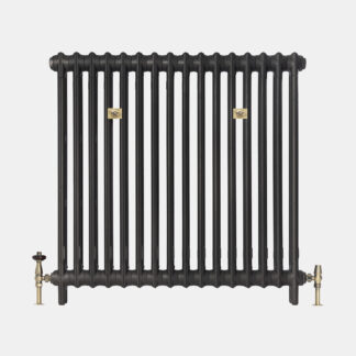 Mercury 3 column slimline cast iron bay window radiator in matt black finish